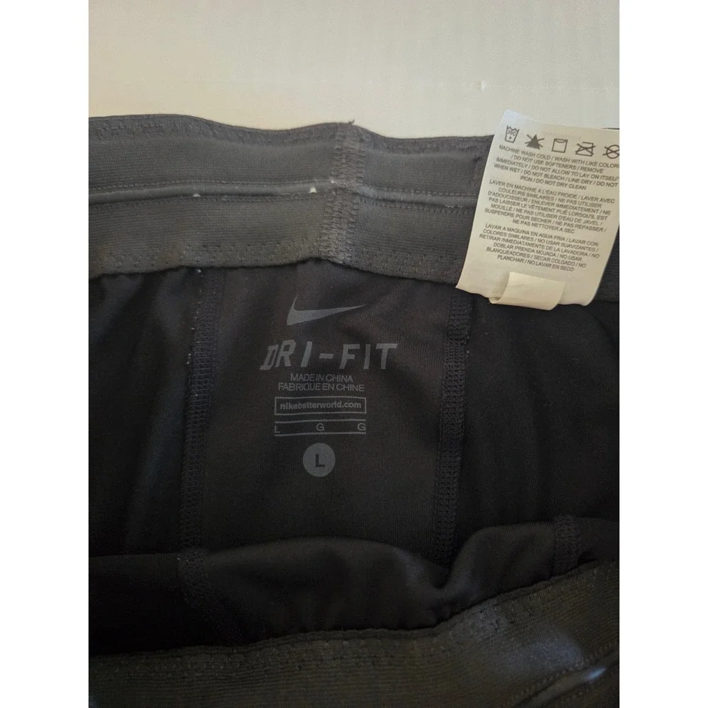 Nike Dri-FIT Mens Black White Colorblock Athletic Leggings Tights Large Swoosh L